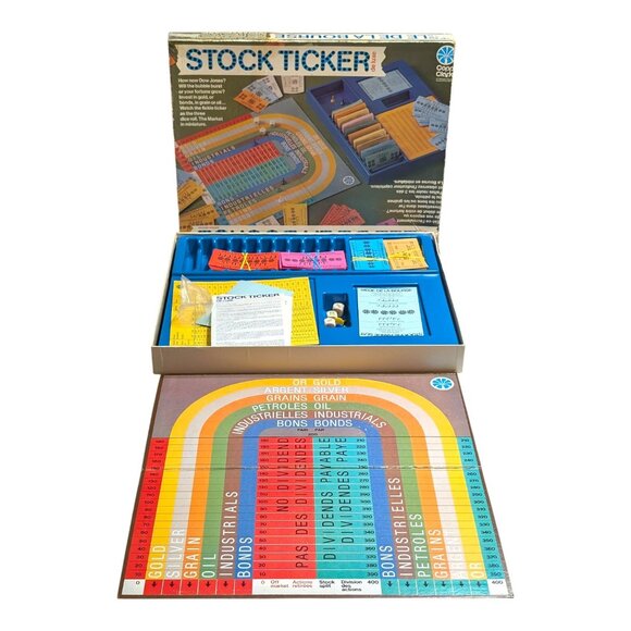 VTG Stock Ticker Board Game Deluxe Edition Complete Copp Clark Wooden Die USA - Picture 1 of 9